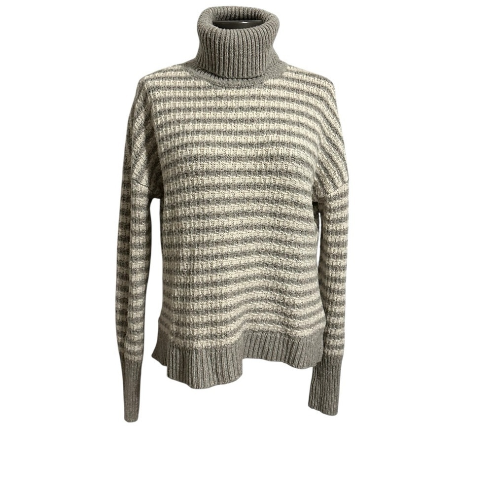 GAP Striped Cowl Neck Cable Knit Sweater Merino Wool Blend Size Medium Winter